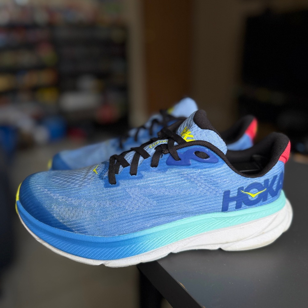 Hoka Clifton 9 Youth Running Shoes Kids 6.5 Blue Teal Yellow 1131170 VRTL